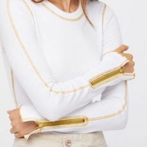 Free People ZIP IT Cuff Waffle Shirt - sz small